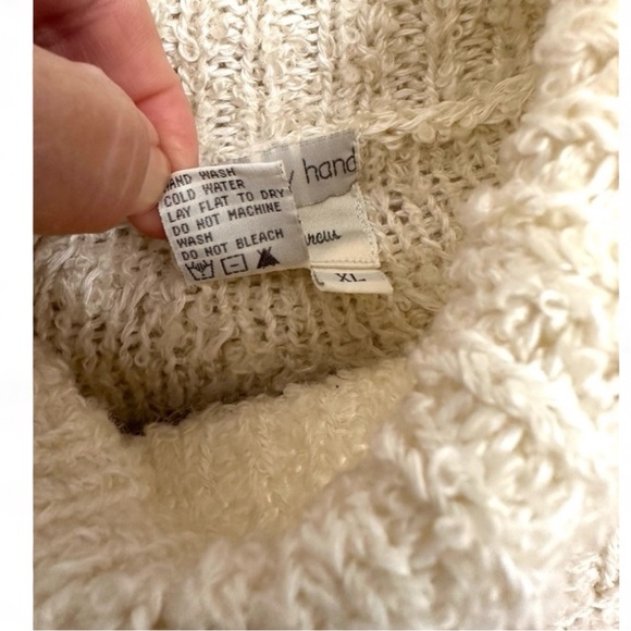 Vintage Jennifer Reed Neiman Marcus Hand Knitted Cream Turtleneck Sweater-XL - Picture 3 of 10